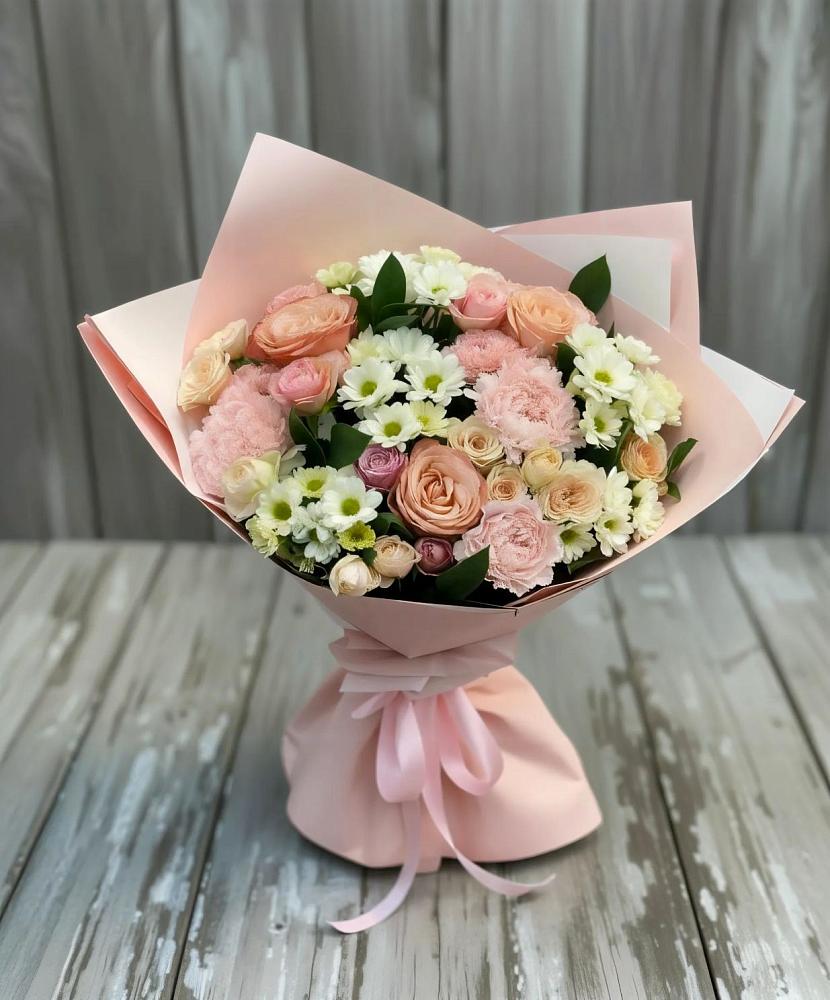 Букет цветов из: Гвоздики, Розы и Хризантемы в Чегеме-Втором