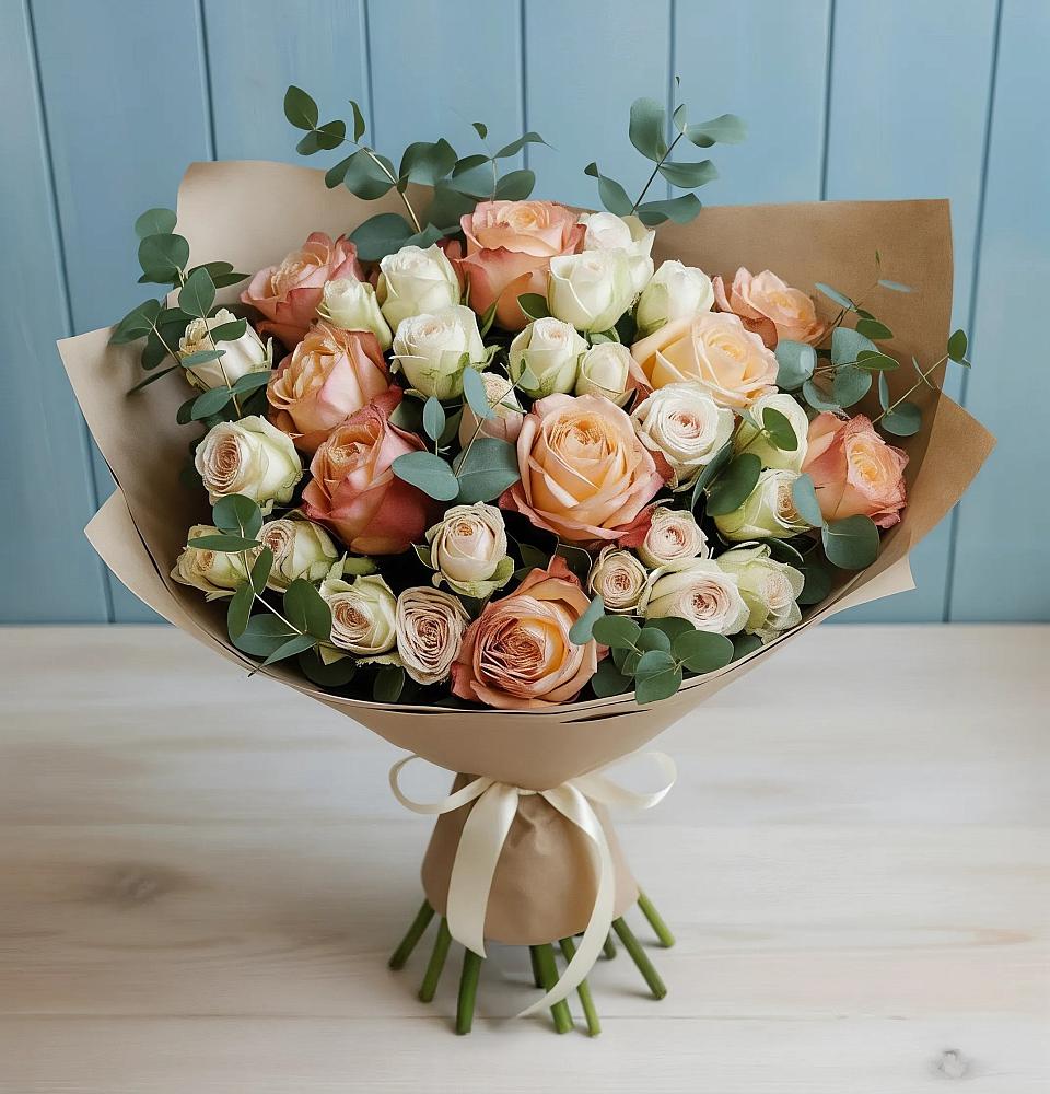 Букет цветов из: Альстромерии и Розы в Чегеме-Втором