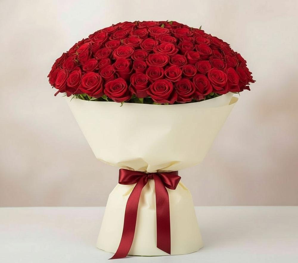 Букет 101 Красная роза Милано в Чегеме-Втором