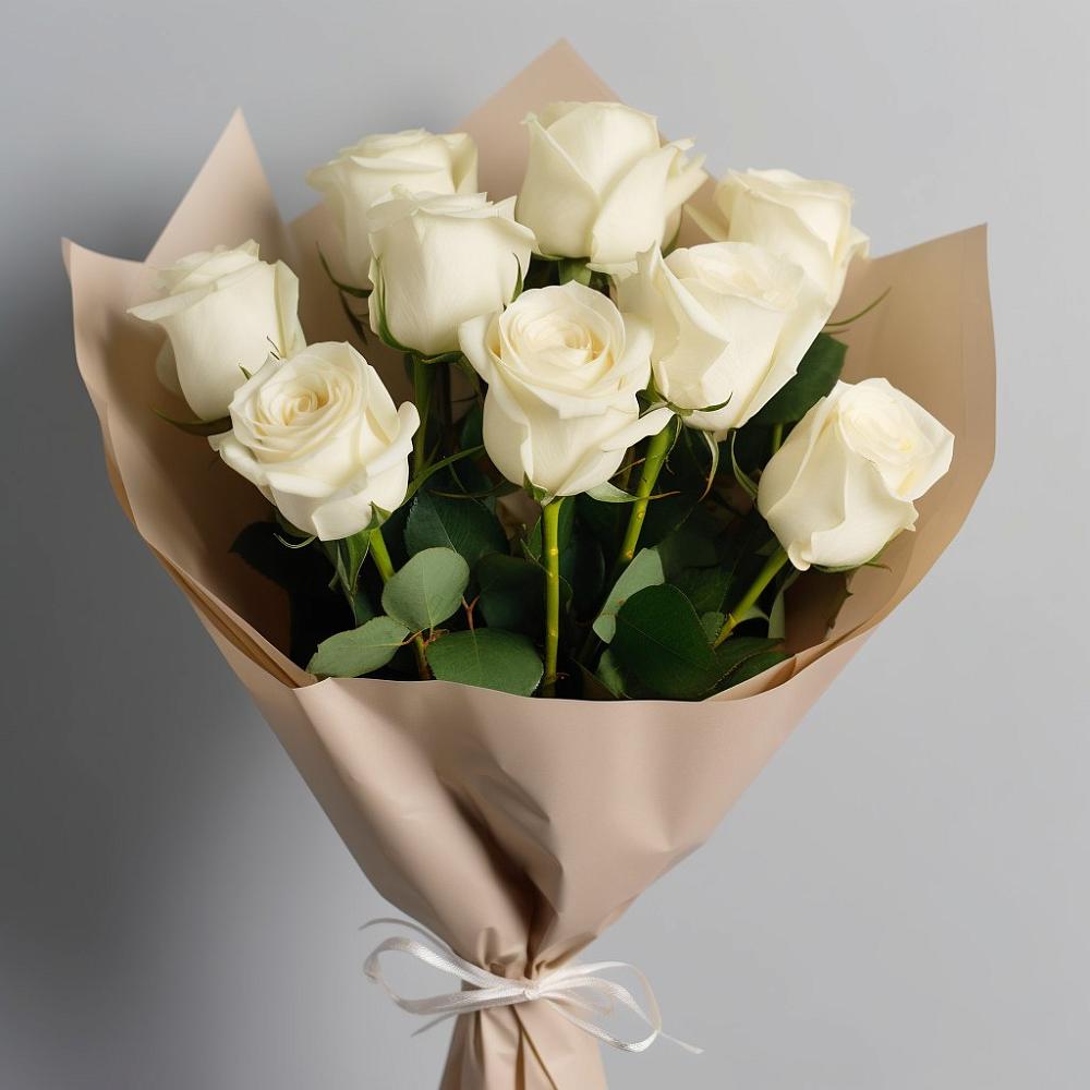 Букет 9 Белых роз Эдлесс Лав в Чегеме-Втором