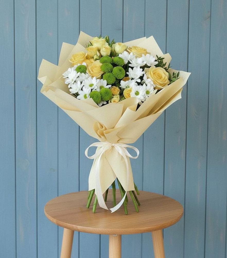 Букет цветов из: Хризантемы и Розы в Чегеме-Втором