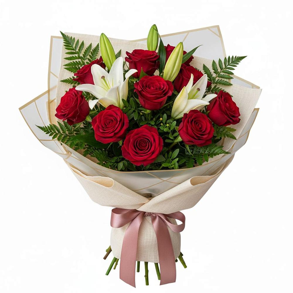 Букет цветов из: Лилии и Розы в Чегеме-Втором