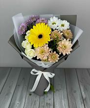 Букет цветов из:  Розы, Герберы и Хризантемы в Чегеме-Втором