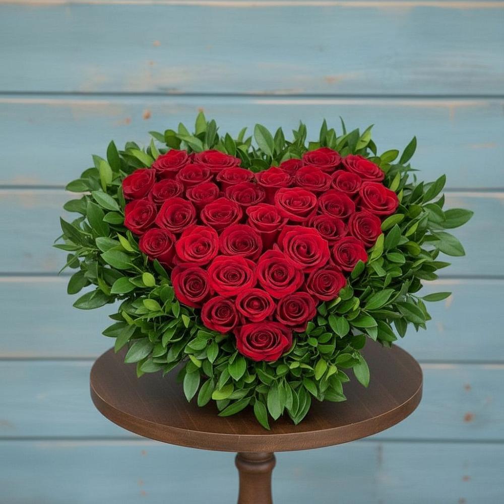 Цветочная композиция из Розы в виде сердца в Чегеме-Втором