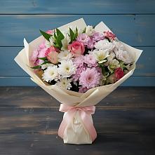 Букет цветов из:  Хризантемы, Альстромерии и Розы в Чегеме-Втором