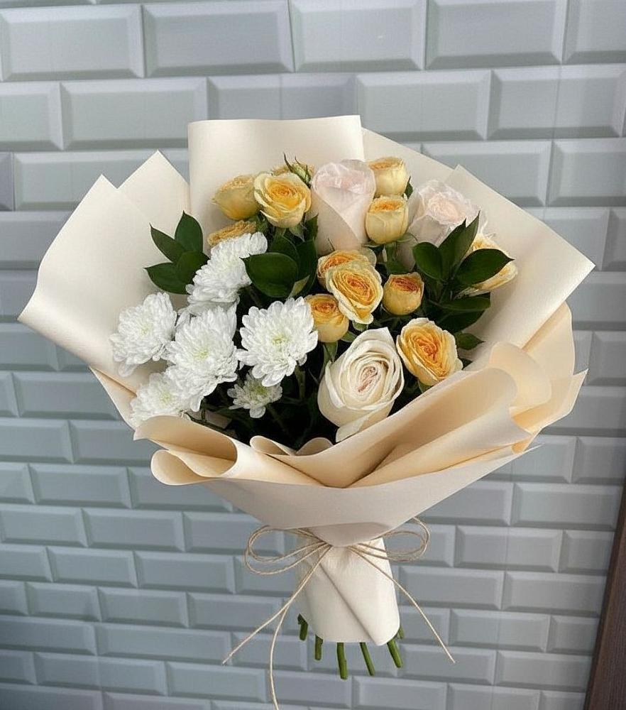 Букет цветов из: Розы и Хризантемы в Чегеме-Втором