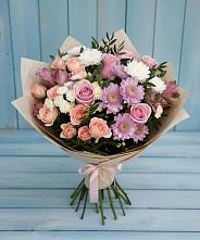 Букет цветов из:  Хризантемы, Розы и Альстромерии в Чегеме-Втором