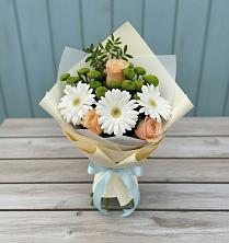 Букет цветов из:  Герберы, Розы и Хризантемы в Чегеме-Втором