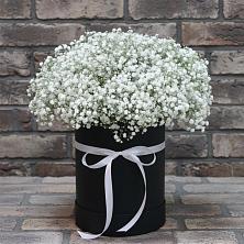 Цветочная композиция из Гипсофила в шляпной коробке в Чегеме-Втором